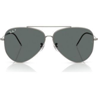 Ray-Ban Reverse 62mm Oversize Aviator Sunglasses in Gunmetal at Nordstrom