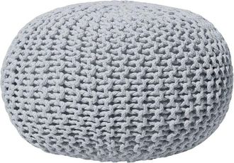 Beliani Beliani - Modern Knitted Round Pouffe Ottoman Cotton Light Grey 40 x 25 cm Conrad