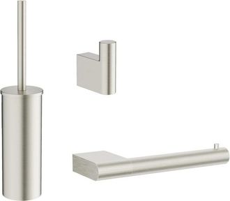 Crosswater MPRO toiletset - toiletborstelhouder - handdoekhaak - wcrolhouder - geborsteld RVS