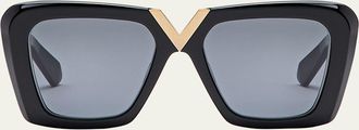 Valentino Garavani V-Gold II Acetate Butterfly Sunglasses