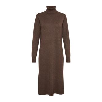Saint Tropez Bruin Melange Rolnek Lange Jurk - Dames - Kleedjes - Bruin - S - Kleedjes