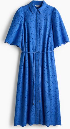H&M Blusenkleid aus Baumwolle mit Broderie Anglaise - Blue