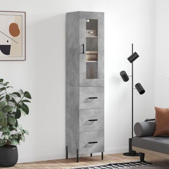 Berkfield Home Highboard Concrete Grey 34.5x34x180 cm Engineered Wood