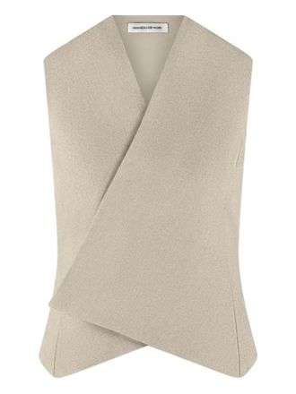 Mani&egrave;re De Voir wrap tailored waistcoat - Neutrals