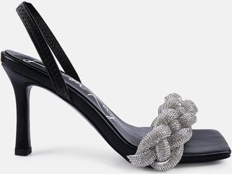 London Rag high social diamante braided trap sandals