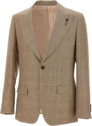 Lardini Houndstooth Blazer - Heren - Blazers - Bruin - 5XL - Wol - Jassen