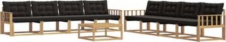 vidaXL Conjunto De Sof&aacute;s De Exterior 9 Uds. Blanco Y Negro Vidaxl