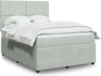 vidaXL Vidaxl - Cama Box Spring Con Colch&oacute;n Terciopelo Gris Claro 140x190 Cm