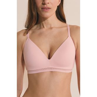 Etam Happily Wireless Stretch Cotton Triangle Bra in Pink Salmon at Nordstrom, Size 36B