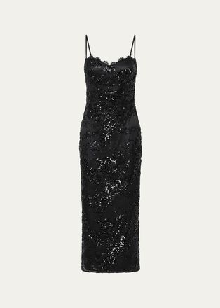 Rebecca Vallance Beau Sequin Lace Column Midi Dress