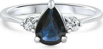 Pompeii3 1Ct Genuine Blue Sapphire & Diamond Engagement Anniversary Ring 10k Gold