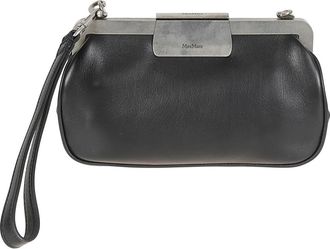 Max Mara Extra kleine leren clutch - Dames - Clutches - Zwart - ONE Size - Leer - Tassen