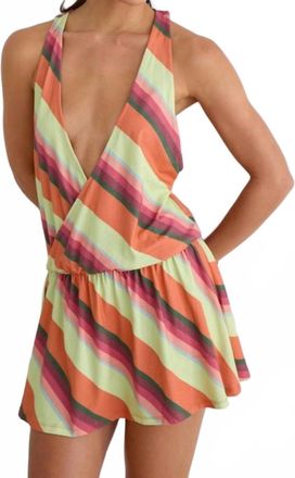 Motel Rocks Pippey Racerback Minidress In Mixed Stripe Orange