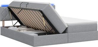 vidaXL Cama De Almacenamiento Led Con Colch&oacute;n Gris Claro 180 X 200 Cm Vidaxl