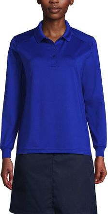 Lands End School Uniform Long Sleeve Rapid Dry Polo Shirt in Cobalt at Nordstrom, Size X-Large
