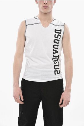 Dsquared2 Cotton Jersey Tank Top COOL FIT with Exposed Seams and Contr size Xs