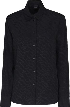 Pinko Zwart Jacquard Patroon Shirt - Dames - Overhemden - Zwart - 2XS - Overhemden