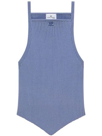 Courr&egrave;ges Pointy tanktop met geribbelde gebreide - Blauw