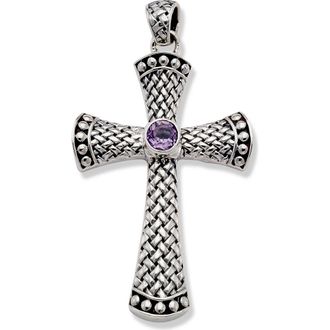 Samuel B. Sterling Silver Cross Pendant in Purple at Nordstrom Rack