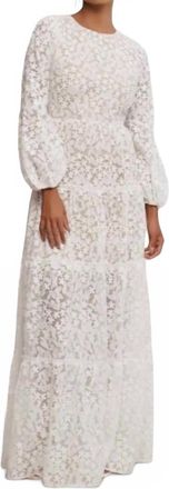 Dress The Population Womens Lyra Embroidered Tiered Maxi Gown In White