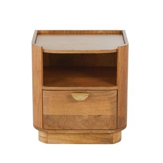 Maisons du monde Mesita de noche de mango macizo con 1 caj&oacute;n