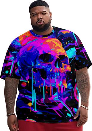 Generic Halloween T Shirts for Men, Halloween Print Oversized Short Sleeve Graphic Tees, Summer Basic Top Fashion Holiday Purple 7XL