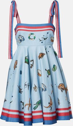 Alemais Al&eacute;mais Printed linen minidress