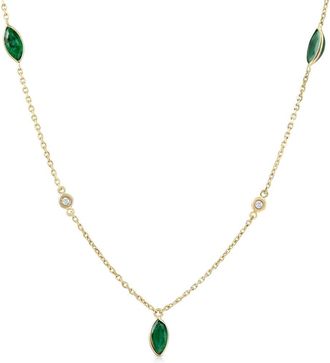 Pompeii3 3/4 Ct tdw Marquise Emerald & Diamond By The Yard 18 Necklace