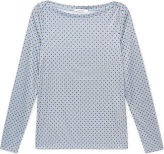 Maliparmi Micro Print Jersey T-Shirt - Dames - Longsleeves - Blauw - S - Polyester - Tops
