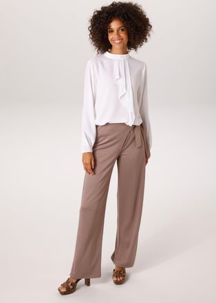 Aniston Langarmbluse ANISTON CASUAL, Damen, Gr. 36, wei&szlig;, Georgette, Obermaterial: 100% Polyester, unifarben, figurumspielend Po-bedeckend, elastischer Bund m