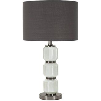 Dmora L&aacute;mpara De Mesa Presolana, Luz De Escritorio, Luz De Oficina, L&aacute;mpara De Trabajo, 33x33 H57 Cm, Blanco Y Gris - Dmora