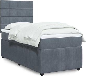 vidaXL Cama Box Spring Con Colch&oacute;n Terciopelo Gris Oscuro 90x190 Cm Vidaxl