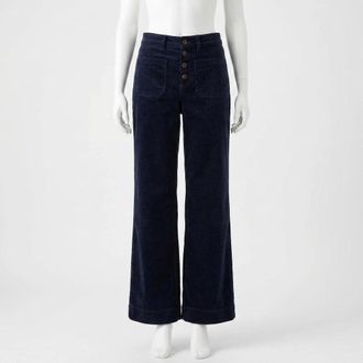 Faherty Womens Stretch Terry Cord Patch Pant In Abyss Navy
