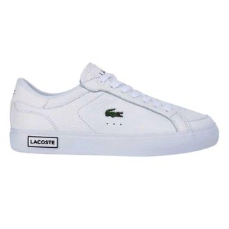 Lacoste Lederen platte sportschoenen voor dames (Wit)