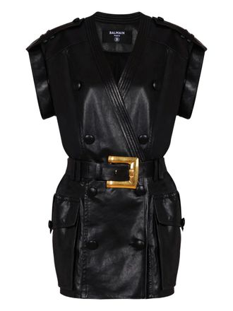 Balmain belted mini dress - Black