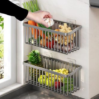 OEM Cesta De Secado De Pared Para Frutas Y Verduras De Cocina - No Requiere Taladro, Dise&ntilde;o Compacto, Acero Al Carbono, 30,3 X 13 X 12,8 Cm