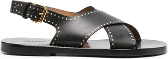 Isabel Marant Jane studded crossover-strap leather sandals - women - Calf Leather/Calf Leather/Calf Leather - 38 - Black