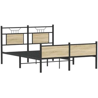 vidaXL Estructura De Cama Sin Colch&oacute;n Madera Roble Sonoma 137x190 Cm Vidaxl