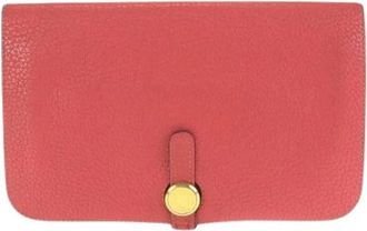 Herm&egrave;s Pre-owned Dogon GM Long Wallet Red - Dames - Vintage Accessoires - Rood - ONE Size - Leer - Vintage
