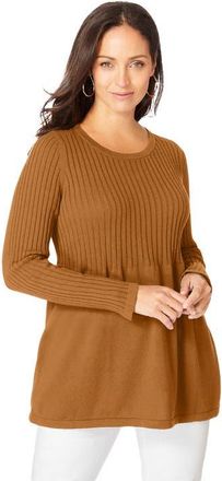 Jessica London Ribbed Baby Doll Tunic Sweater in Clove at Nordstrom, Size Medium
