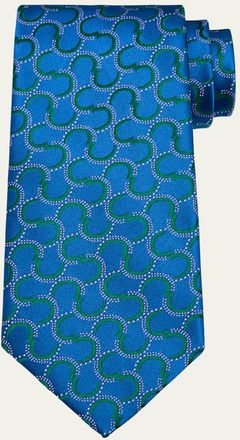 Charvet Mens Swirl-Pattern Silk Tie