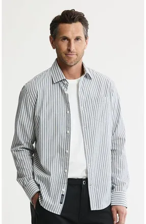 J.A.C.H.S. Hayati Cotton Button-Down Shirt in Grey Stripe at Nordstrom, Size Xx-Large