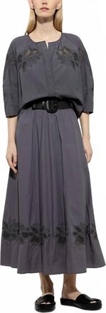 Luisa Cerano Embroidered Blouse In Charcoal