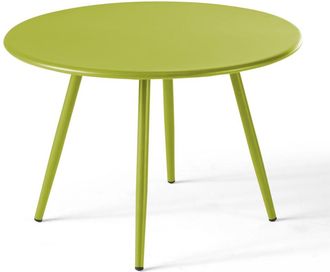 Oviala Mesa de jardín redonda de metal verde 50 cm