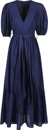 Lavi Katoenen Lange Jurk - Dames - Casual kleedjes - Blauw - S - Katoen - Kleedjes