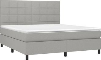 vidaXL Vidaxl - Cama Box Spring Colch&oacute;n Y Luces Led Tela Gris Claro 180x200 Cm