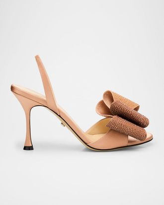 Mach & Mach Le Cadeau Crepe Satin Sandals