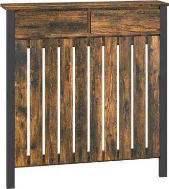 HOMCOM Small Radiator Cover with Drawer and Vertical Slats 88.5 x 19 x 93cm | TJ Hughes