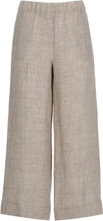 D.exterior Linnen Wide Broek - Dames - Wijde Broeken - Bruin - XS - Linnen - Broeken