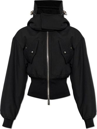 Dsquared2 Isolatiejack met afneembare capuchon - Dames - Zomerjassen - Zwart - S - Wol - Jassen